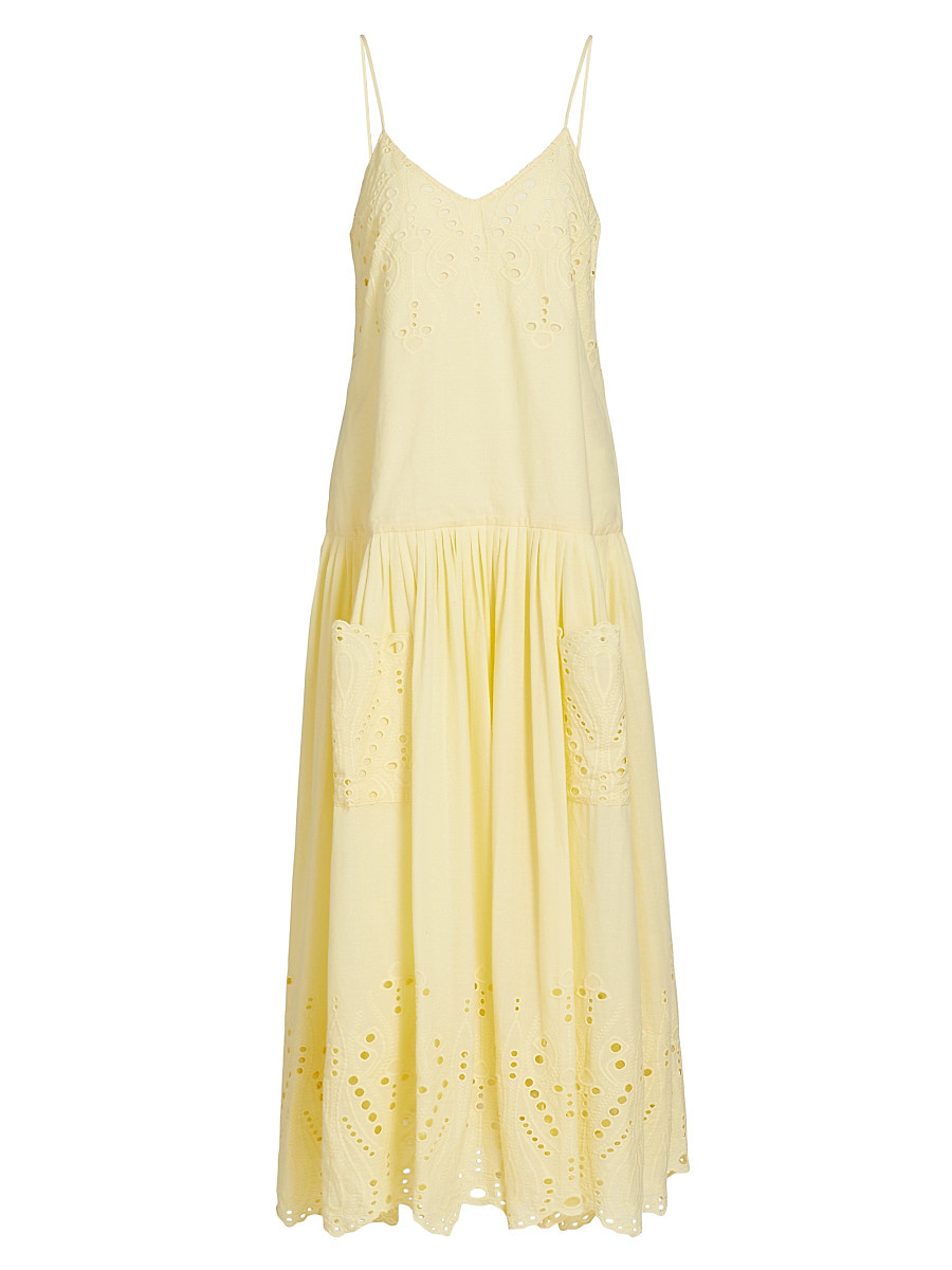 Women's Martin Eyelet Cotton Maxi Dress - Butter Yellow - Size Medium | Saks Fifth Avenue