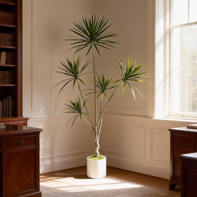 Artificial Dracaena Marginata Tree, 6FT Large Tropical Fake Plant | Realistic Red-edged Leaves, F... | Amazon (US)