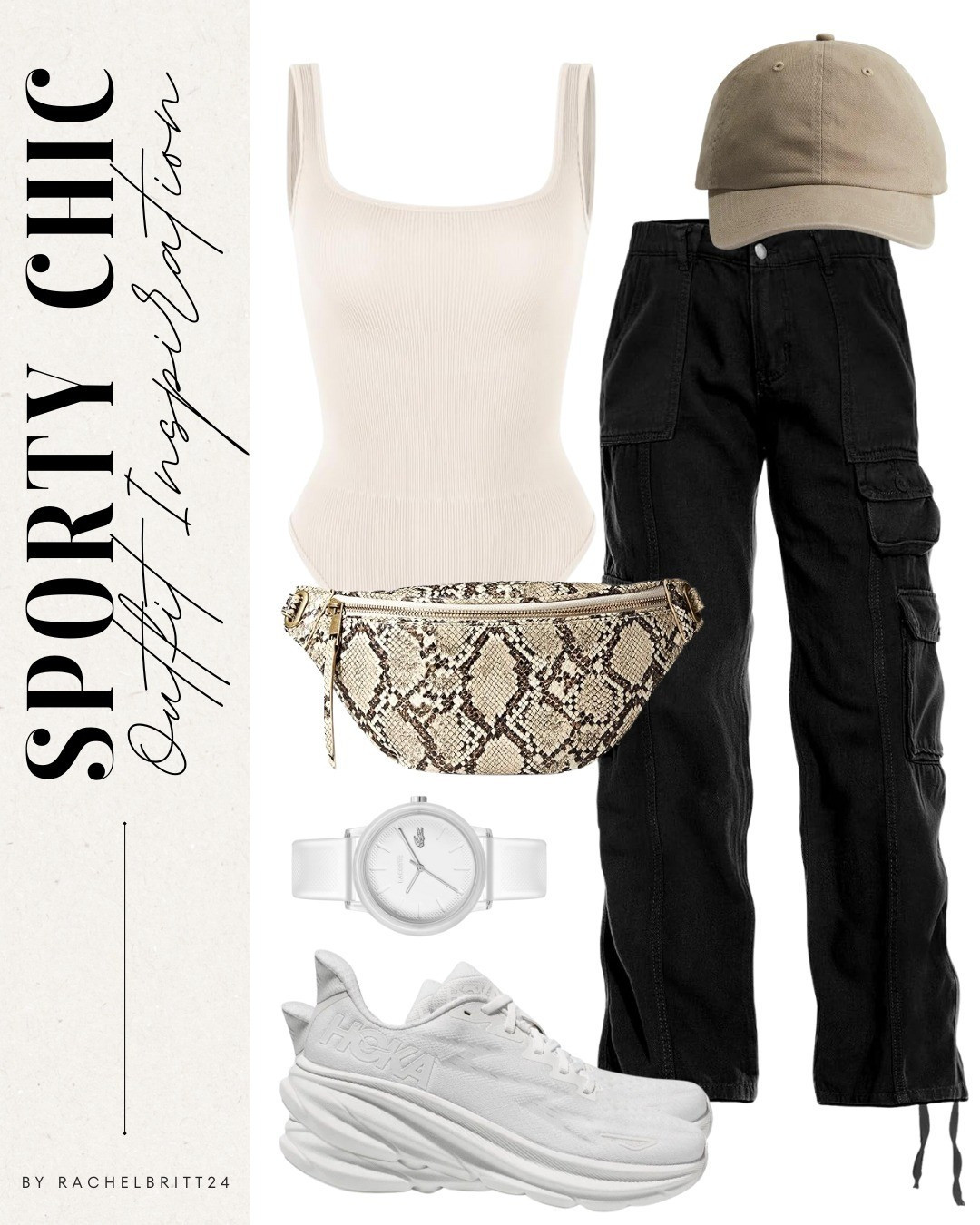 Beige bodysuit, black cargo pants, and ivory sneakers—topped off with the perfect accessories. Effortless sporty chic vibes! #FashionForward #SportyStyle #ChicOutfit #NeutralTones #OldMoney #Skims #OOTD #SummerFashion #liketkit

#LTKfitness #LTKstyletip #LTKitbag