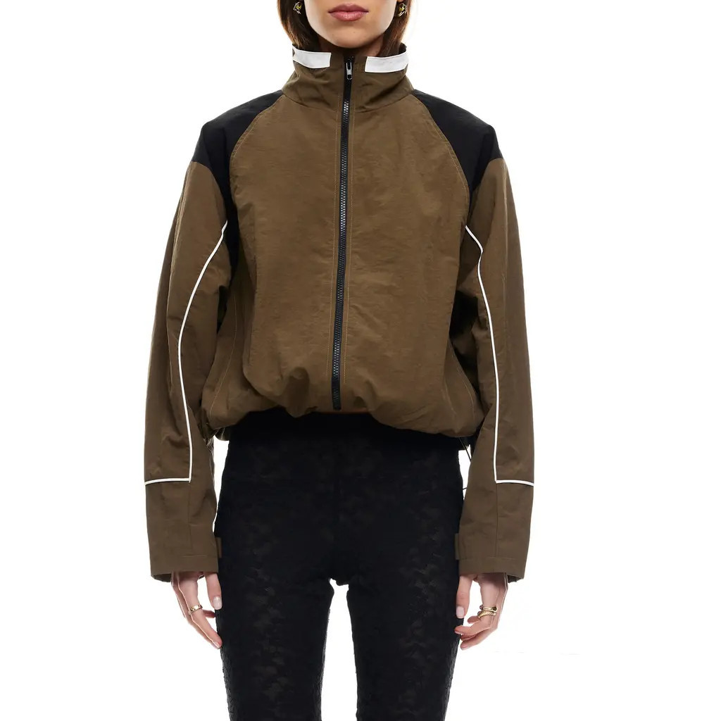 LIONESS Shoreline Colorblock Windbreaker Jacket in Safari at Nordstrom, Size Medium | Nordstrom