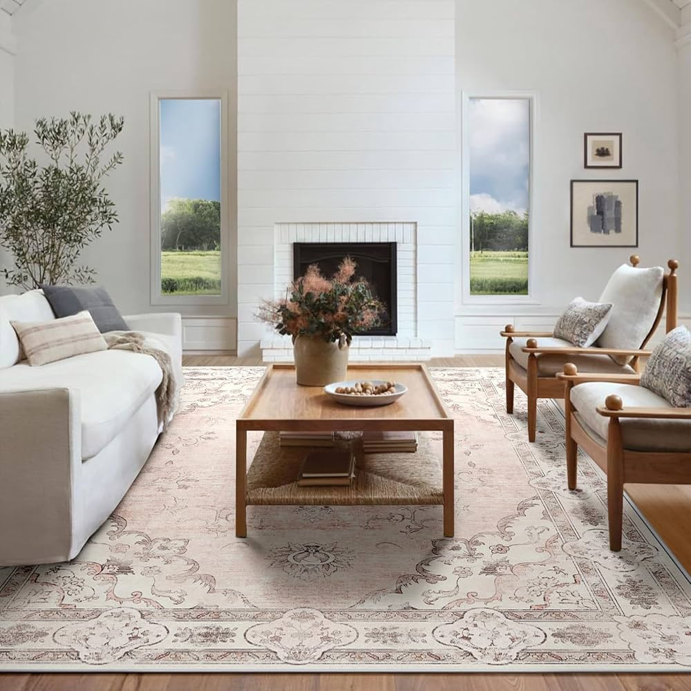 9x12 Area Rugs 9x12 Rug Vintage Rugs 9x12 Machine Washable Rugs Floor Carpet Non-Slip Low Pile Ar... | Amazon (US)