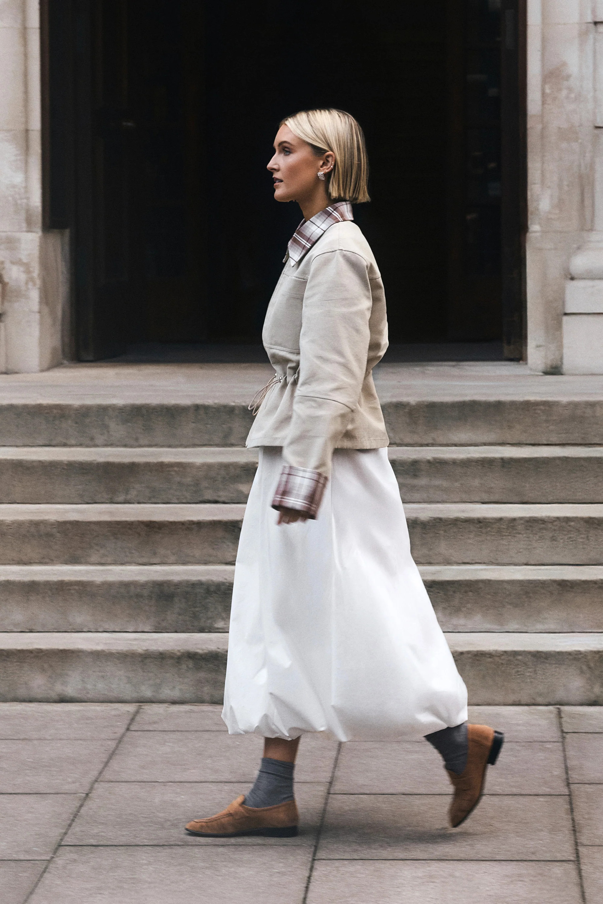 ALIGNE Maxi Bubble Hem Skirt - White | Nola | ALIGNE UK & EU