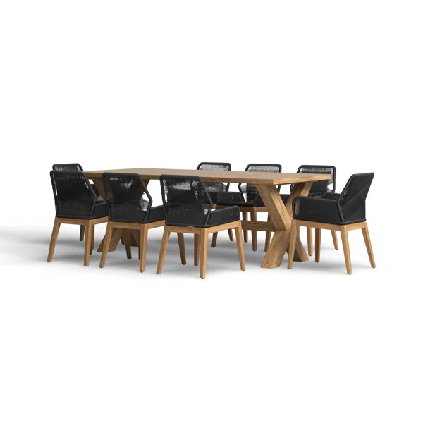 Jaella Rectangular 9 - Piece 8 - Person 87'' L Teak Outdoor Table Set | Wayfair North America