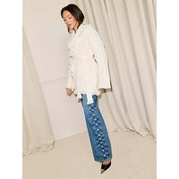 Michelle Keegan Belted Fringe Cardigan - Cream | Very (UK)