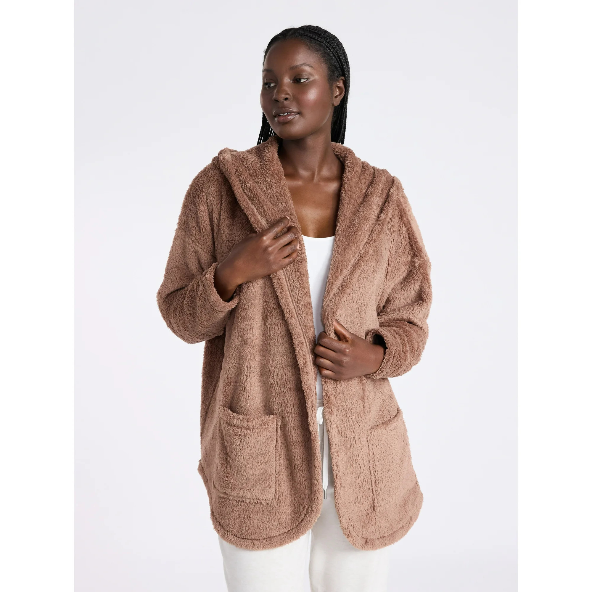 Joyspun Women’s Plush Sleep Cardigan, Size XS-3XL | Walmart (US)