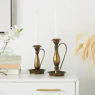 Bronze Metal Antique Style Candle Holder with Candle Plates & Handles Set | Michaels | Michaels Stores