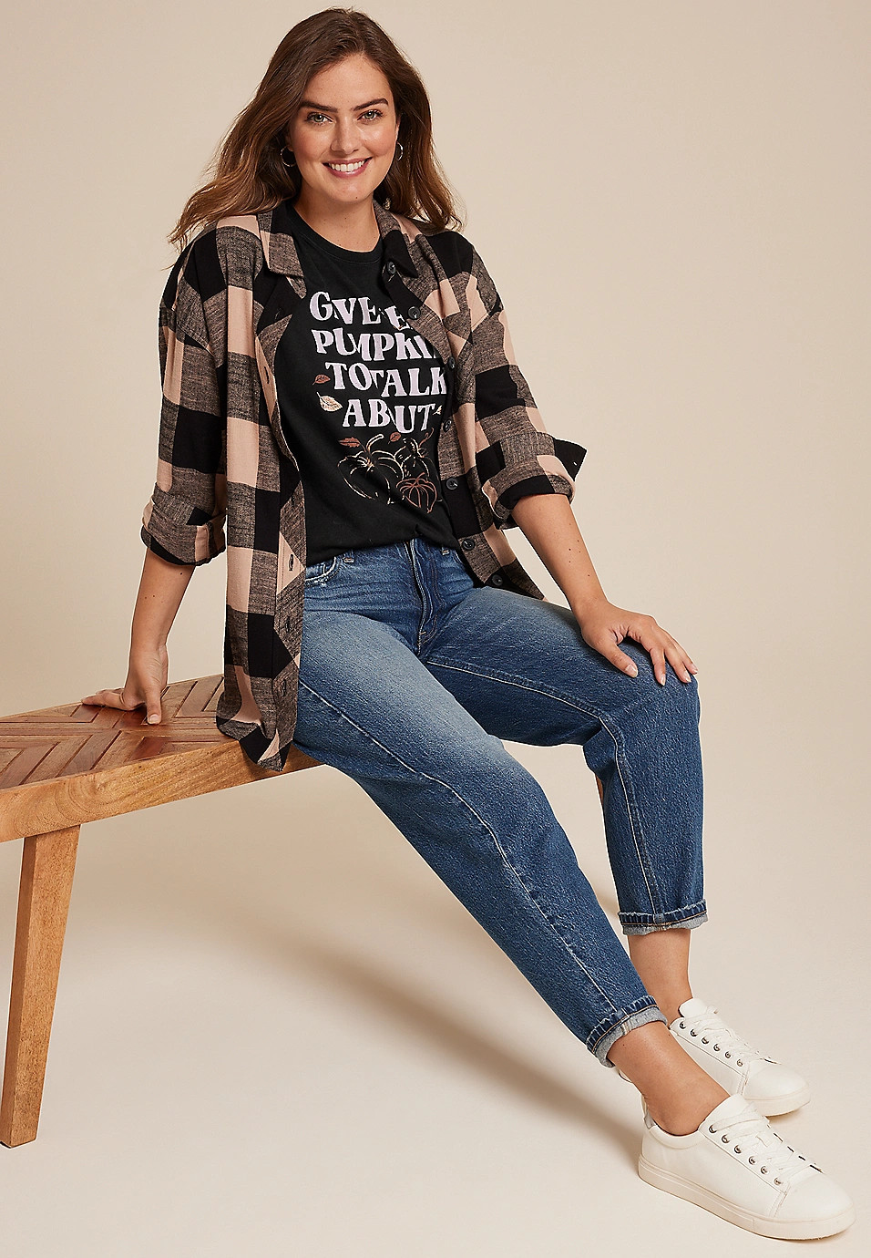 Give Em Pumpkin To Talk About Oversized Fit Graphic Tee | Maurices
