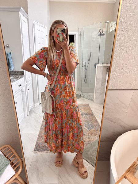 The perfect church summer dress from Amazon! Paired with these cute chunky nude sandals, under $20 from Walmart (run tts)!

Size: Small // first tts 
5’5” • 125 • size 4 