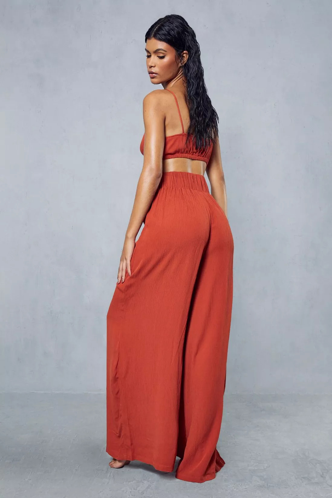 Trouser Co-ords | Crinkle Cami And Wide Leg Trouser Co-ord | MissPap | Miss Pap UK