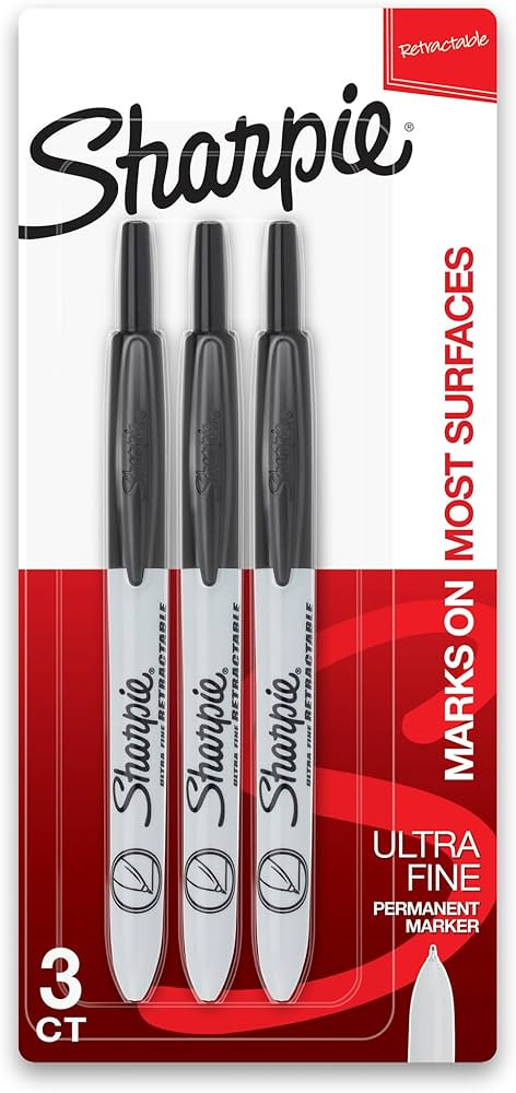 SHARPIE Retractable Permanent Markers, Ultra Fine Point, Black, 3 Count | Amazon (US)