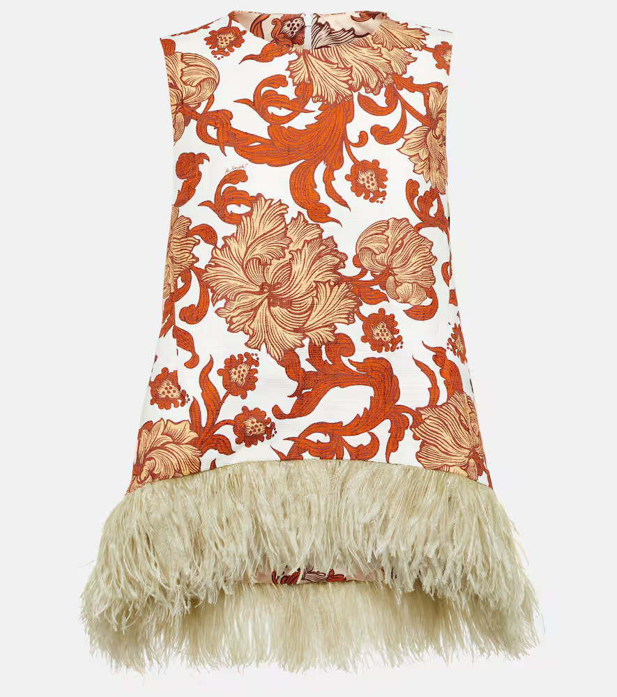 La DoubleJ La Scala feather-trimmed cotton-blend top | Mytheresa (US/CA)