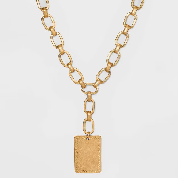 Tag Charm and Link Y Necklace - Universal Thread™ Gold | Target