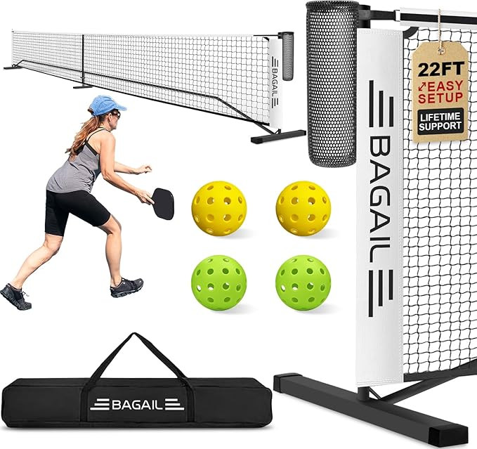 BAGAIL Portable Pickleball Net Set, 22 FT Regulation Size Pickle Ball Net with Ball Collector, 4 ... | Amazon (US)