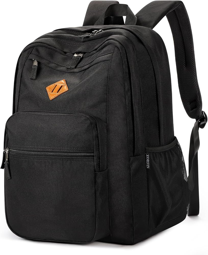 ZORFIN 26L Black Backpack for College, and Travel: Water Resistant Bookbag | Amazon (US)