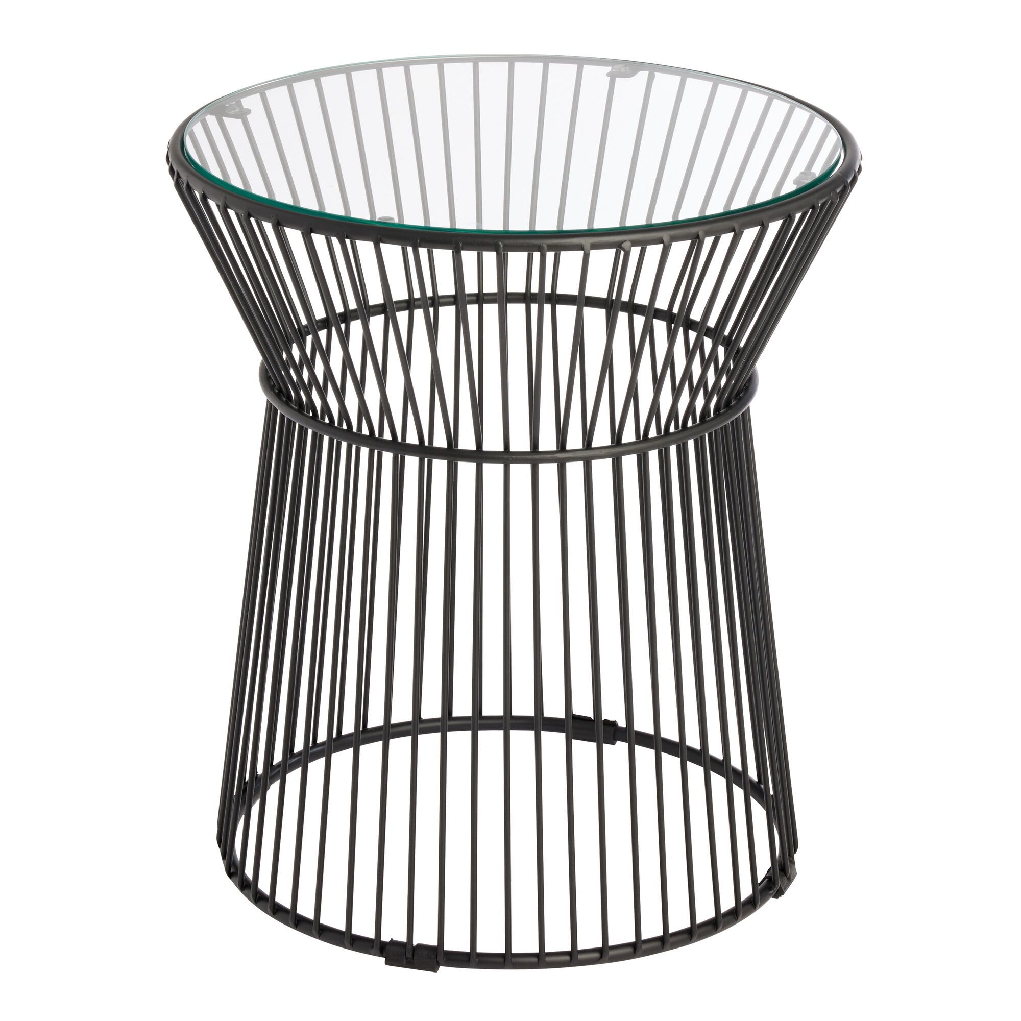 Marina Round Metal Glass Top Outdoor Side Table | World Market