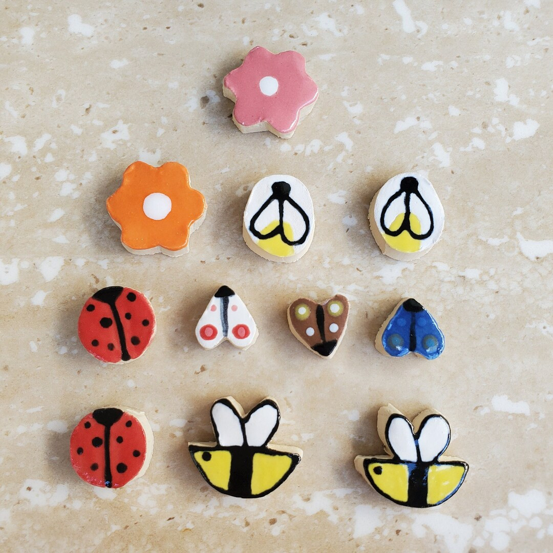 Mini Garden Friends Mosaic Tile Set (3x3 In) Ladybugs, Fireflies, Bees, Moths and Flowers (11 Pie... | Etsy (US)