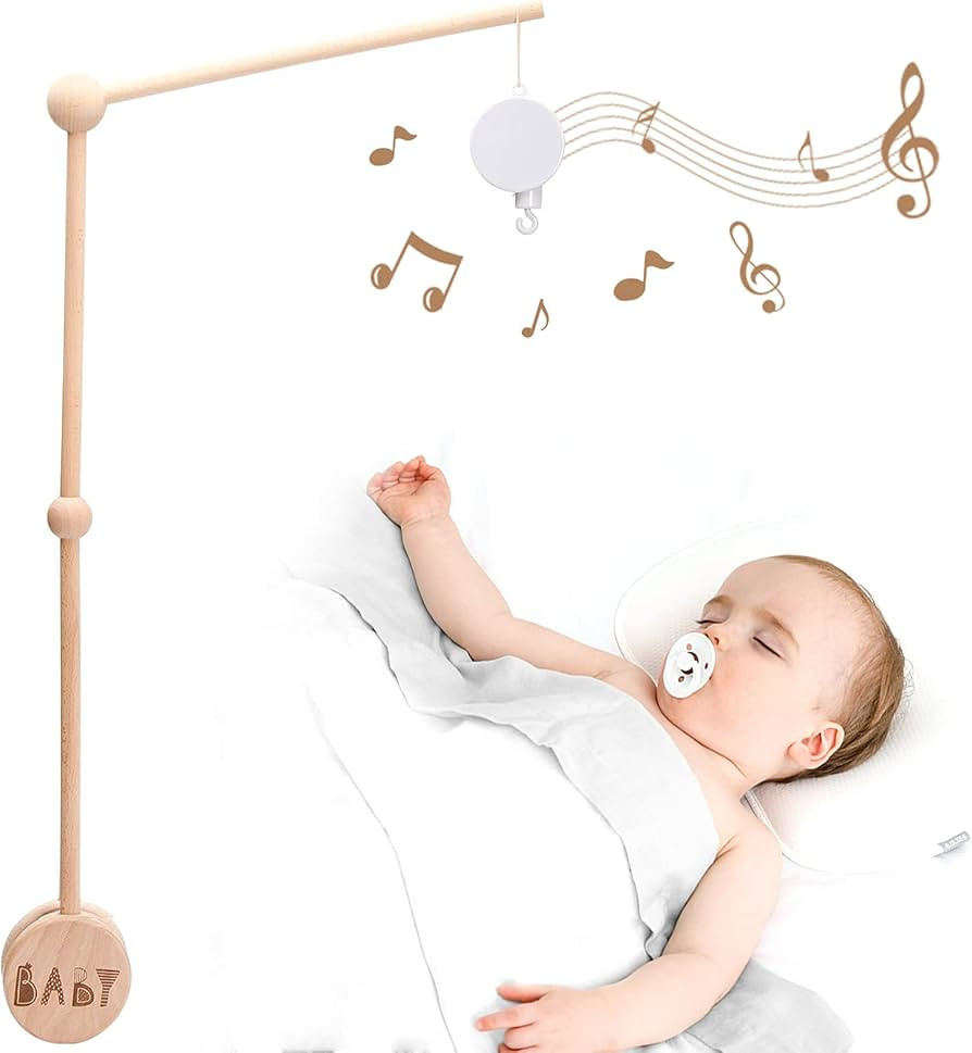 Baby Crib Mobile Arm Wooden Holder 30 inch Beech Hangers with Rotating Music Box Nursery Decor At... | Amazon (US)