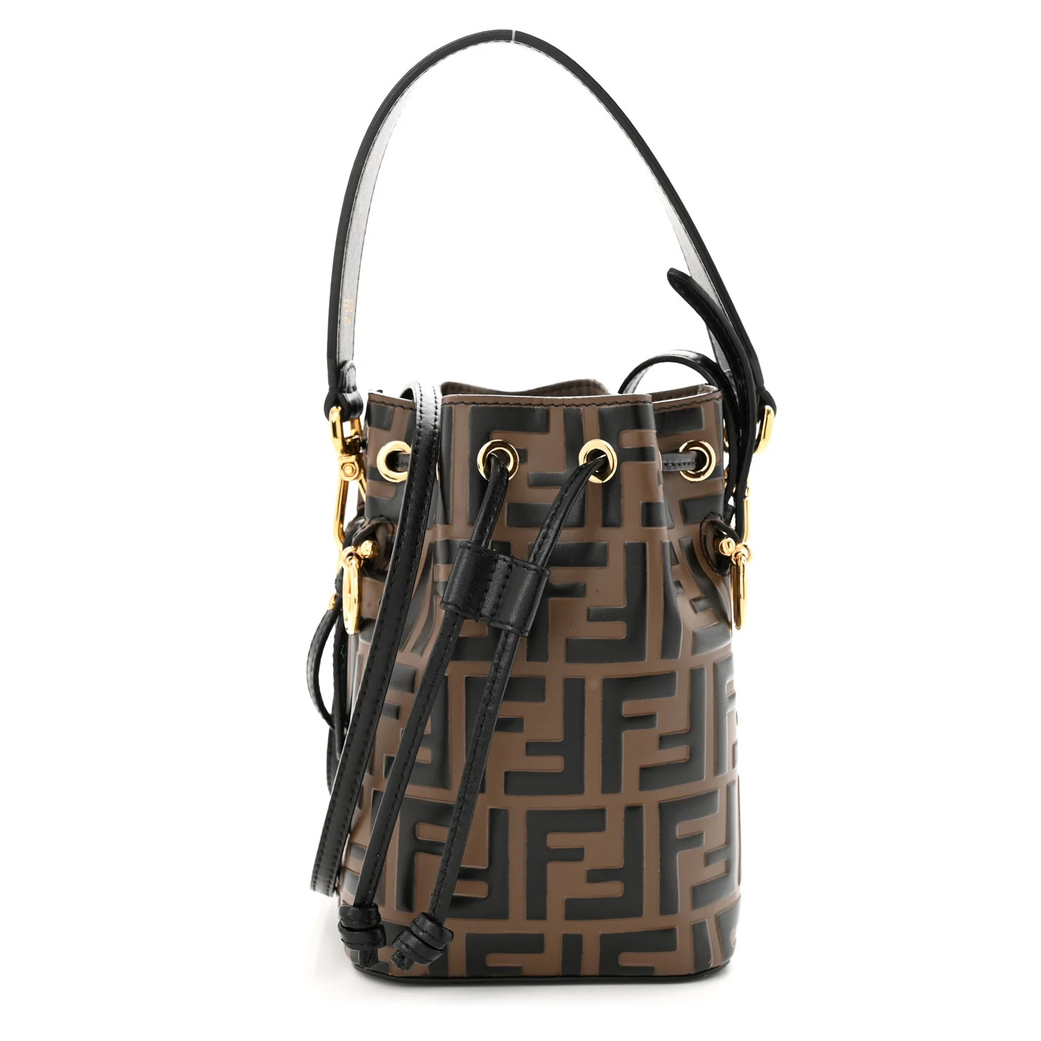 Vitello Liberty F is Fendi Bi-Color FF 1974 Embossed Mini Mon Tresor Bucket Bag Maya Black | FASHIONPHILE (US)