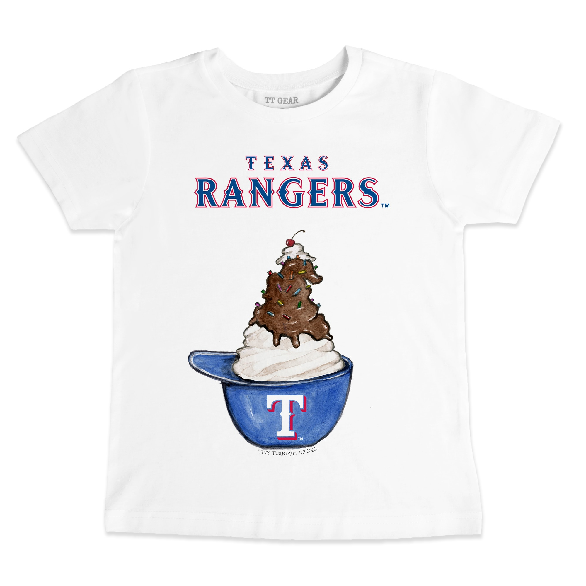 Infant Texas Rangers Tiny Turnip White Sundae Helmet T-Shirt | MLB Shop