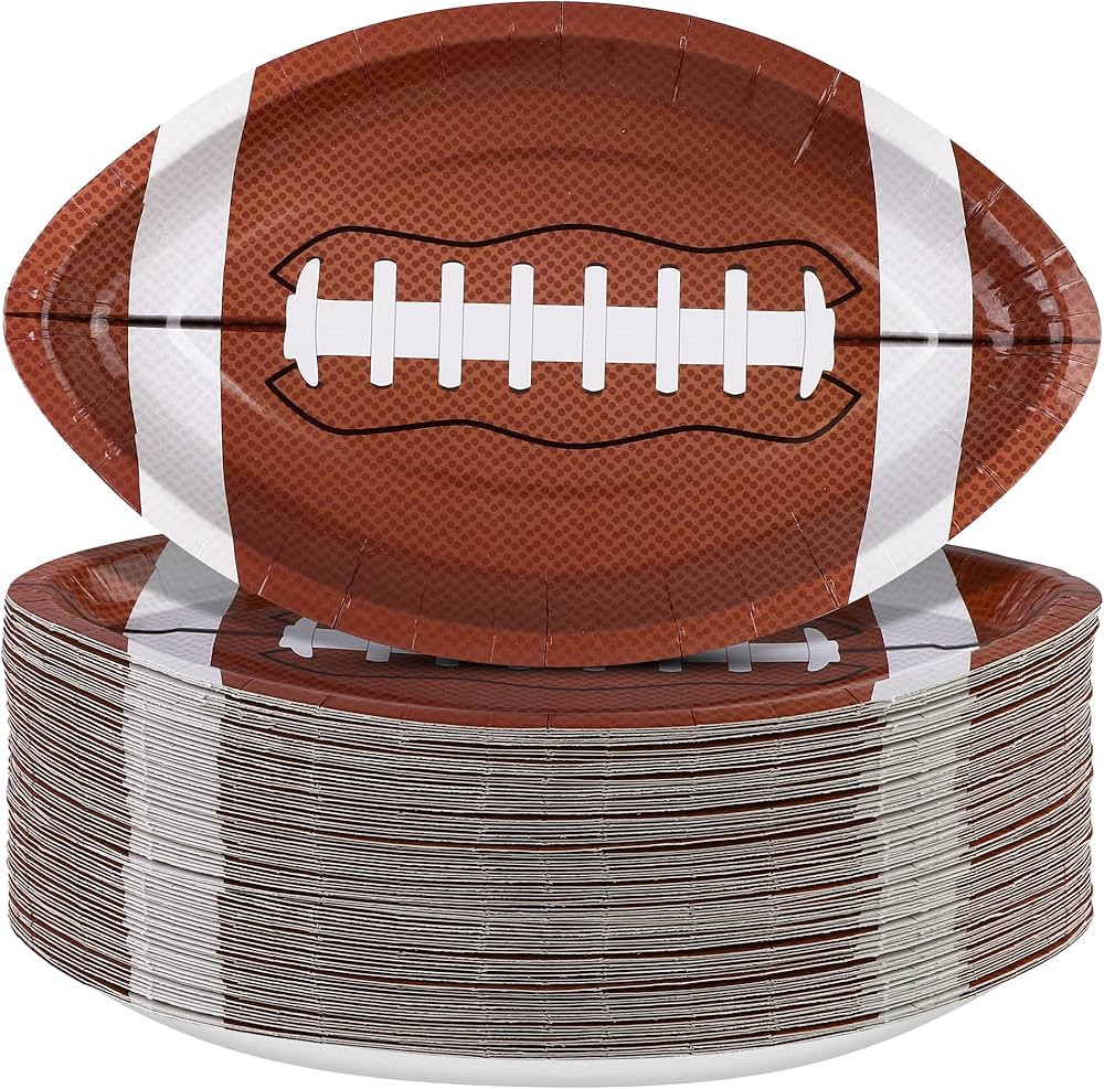 ADXCO 100 Pieces Football Shaped Disposable Paper Plates Football Party Plates Football Party Sup... | Amazon (US)