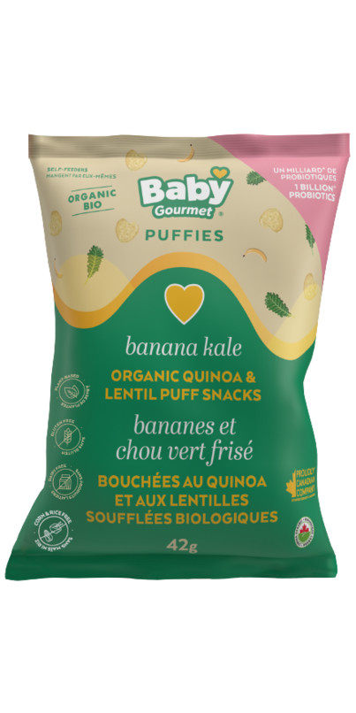 Baby Gourmet Puffies Probiotics Banana Kale Puff Snacks | Well.ca
