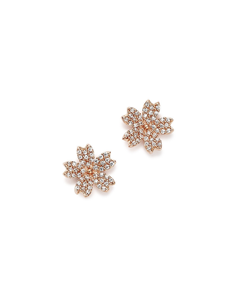 Bloomingdale's Fine Collection Diamond Flower Small Stud Earrings in 14K Rose Gold, 0.25 tcw | Bloomingdale's (US)