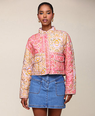 Avec Les Filles Women's Quilted Printed Barn Jacket - Macy's | Macy's