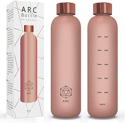 Pink Water Bottle With Time Marker - 1 bottle only- 32 OZ, Rose Gold, 1 Liter, BPA Free Frosted P... | Amazon (US)