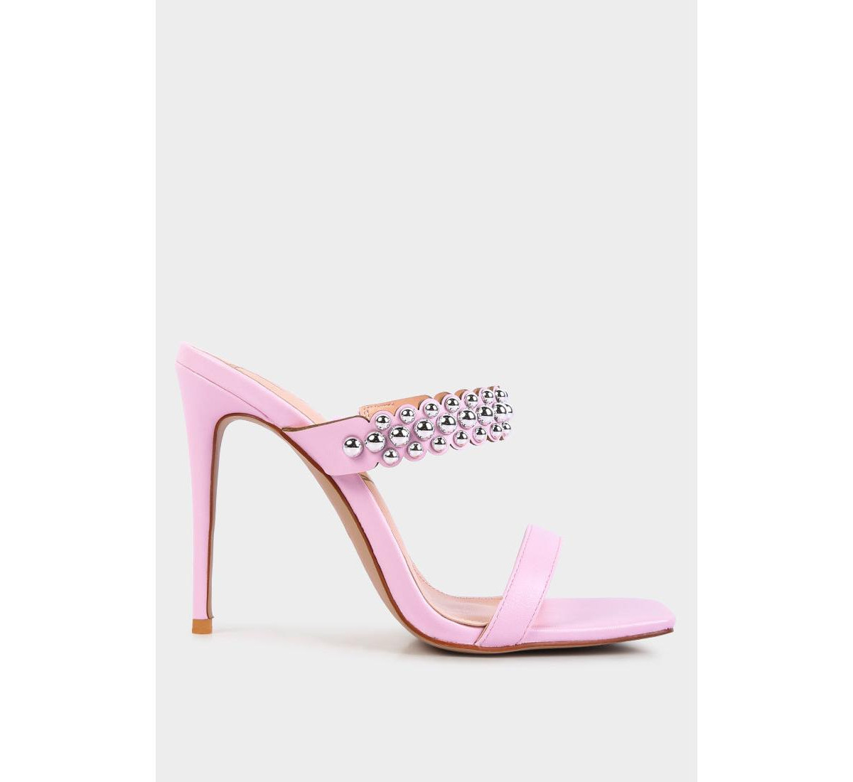 Womens Bandy Stieletto Heel Metal Stud Sandals - Pink | Macy's