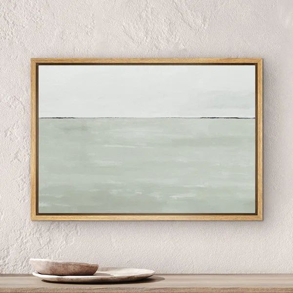 Watercolor Pastel Light Green Color Abstract Minimalist Wall Art Framed On Canvas Painting Print | Wayfair North America