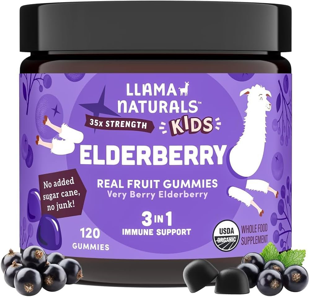 Llama Naturals Elderberry Gummies for Kids, Vegan, Organic Immune Support Supplement with Vitamin... | Amazon (US)