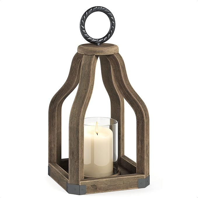 Barnyard Designs Wood Lantern Decor, Rustic Decor Candle Lantern, Outdoor Lanterns Farmhouse Cand... | Amazon (US)