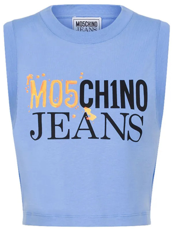 MOSCHINO JEANS logo-print Tank Top | Blue | FARFETCH | Farfetch Global