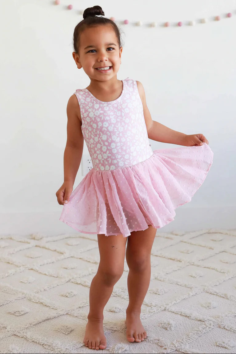 Sleeveless Swiss Dot Leotard | Tiny Blooms | Caden Lane