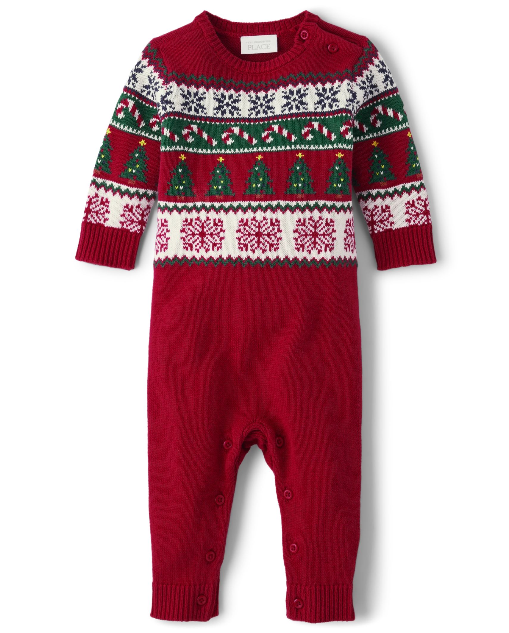 Unisex Baby Matching Family Christmas Fairisle Sweater Romper - classicred | The Children's Place