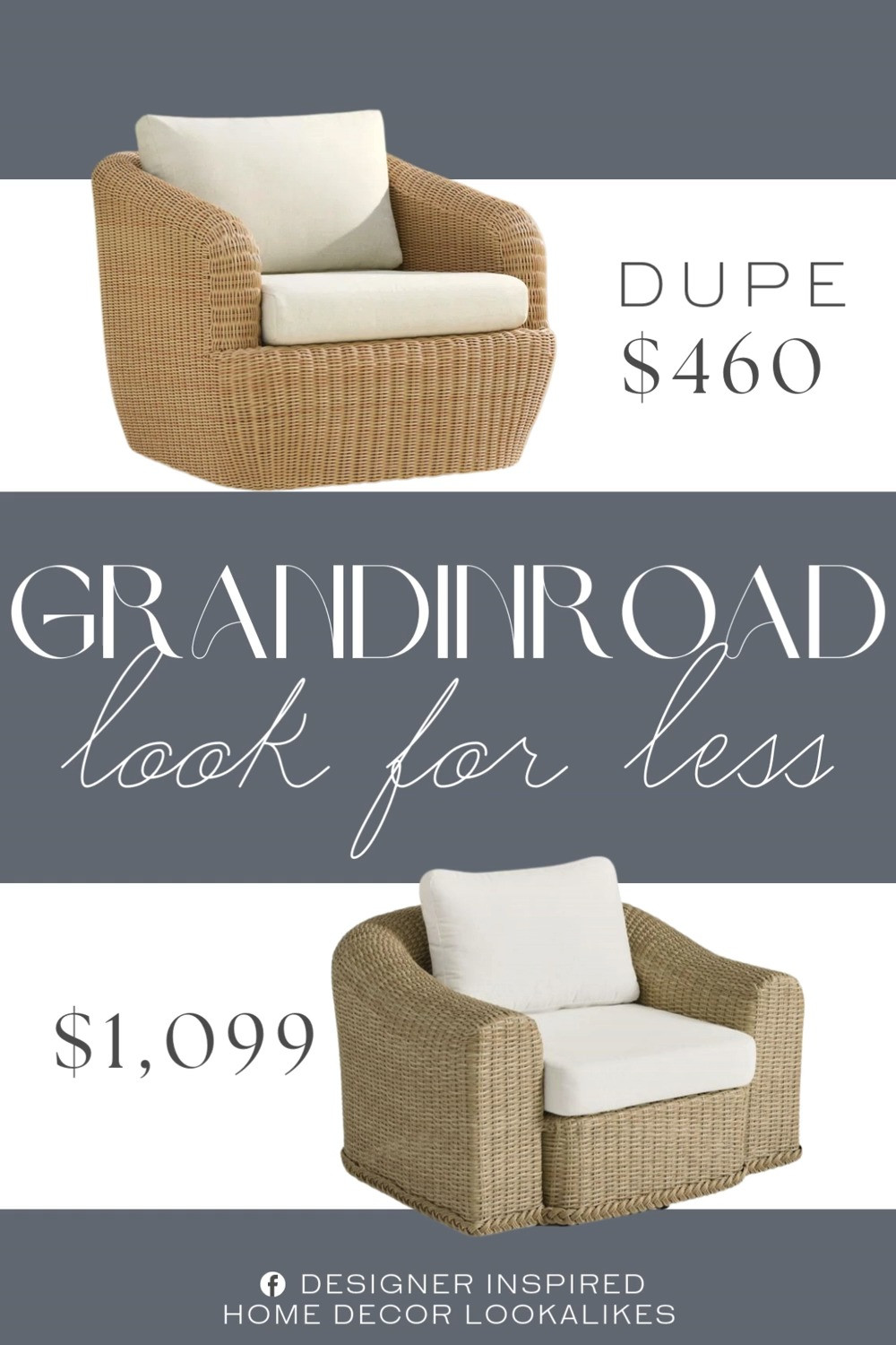 Inspired by Grandinroad Outdoor Swivel Lounge Chair. Outdoor Swivel Lounge Chair. Patio Swivel Arm Chair. Coastal Patio Chair. Modern Wicker Lounge Chair. Swivel Patio Chair. All-Weather Wicker Chair. Porch Lounge Chair.    

Home more affordable option find copy cat similar look for less budget friendly affordable cheap cheaper beautiful pretty. Clearance sale coupon code discount code promo code luxury lookalike look a like Inspo inspiration inspired by idea ideas Love like these? I share multiple every day in my FB group.
#grandinroadinspired #outdoorchair #swivelchair #loungechair #outdoorliving #patioinspo #furniturefinds #wickerchair #accentchair 

 #LTKHome