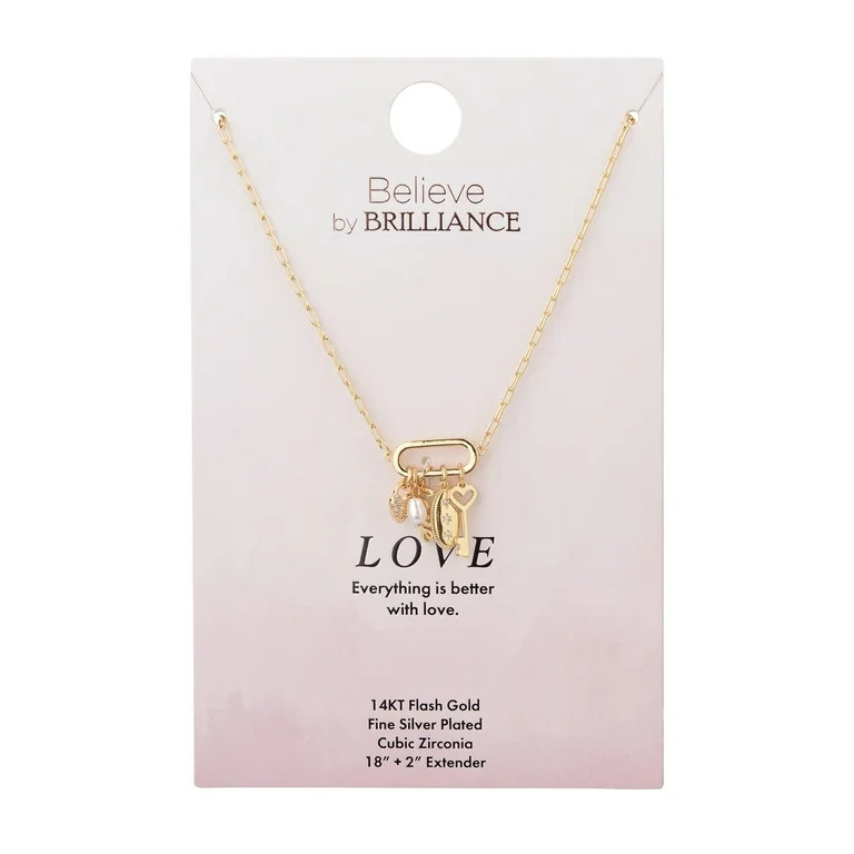 Believe by Brilliance Female Woman's Gold-Tone Multi Charm Necklace | Walmart (US)