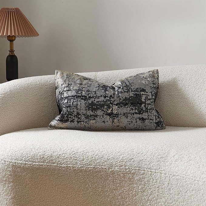 THE-TINOART 12 x 20 Inch Black Gold Rectangle Pillow Cover Back Velvet Cushion Case Luxury Modern... | Amazon (US)