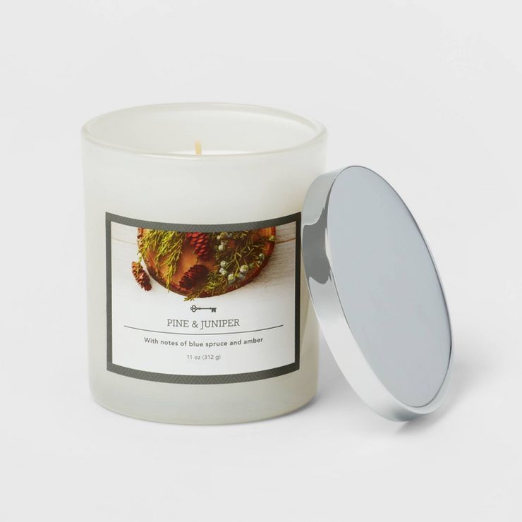 Glass Jar Pine & Juniper Holiday Candle White - Threshold™ | Target