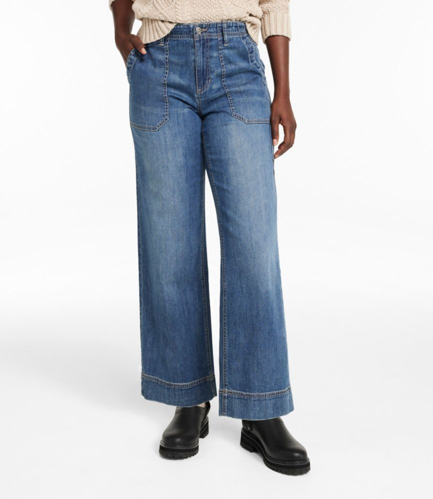 Women's Signature Utility Jeans, Mid-Rise Wide-Leg Ankle | L.L. Bean