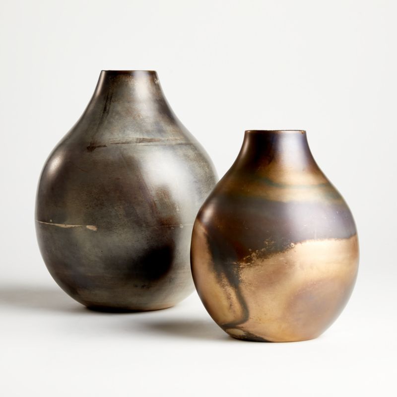Bringham Metal Vases | Crate and Barrel | Crate & Barrel