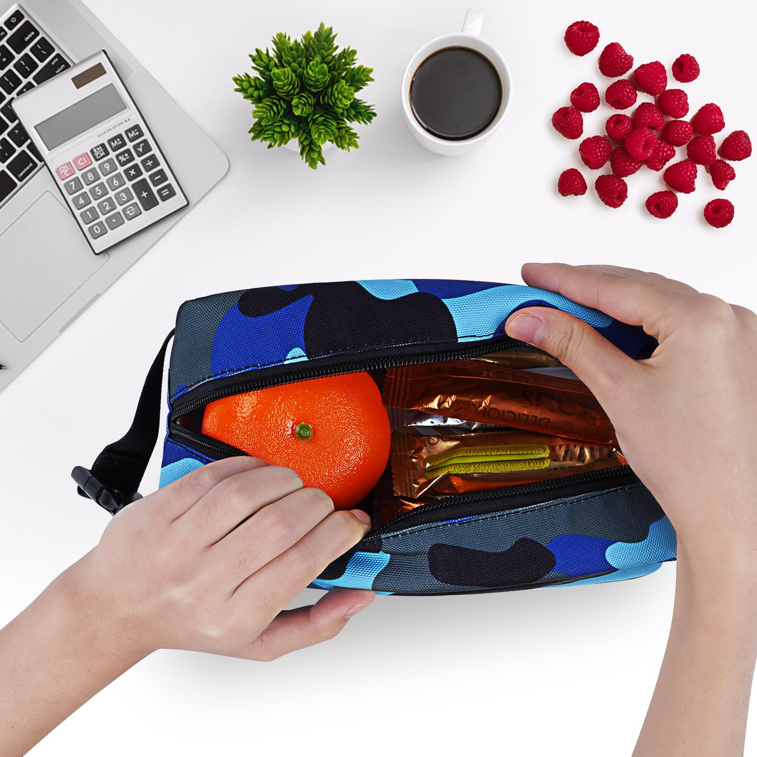 Cerbonny Small Insulated Cooler Bag, Freezable Lunch Bag for Work School Travel, 2.2L, Blue Camo | Amazon (US)