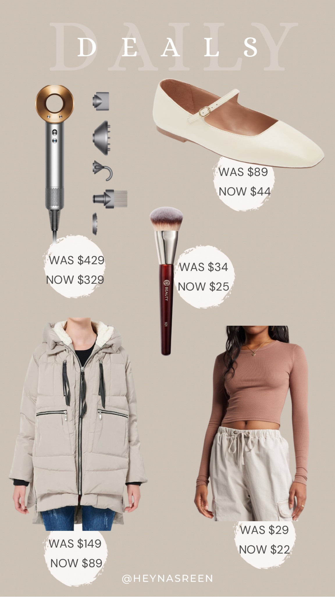 Daily deals on Dyson hairdryer, Nordstrom Mary Jane flats, BK Beauty foundation brush, Amazon down jacket, BP long sleeve crop top 

#LTKSaleAlert