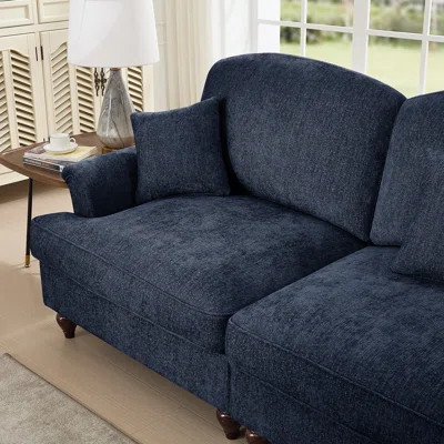 Elegant Mid Century Sofa Couch With Flared Arms, Removable Ruffles, And Spindle Legs, Ideal For Comfy Living Room Seating | Wayfair North America