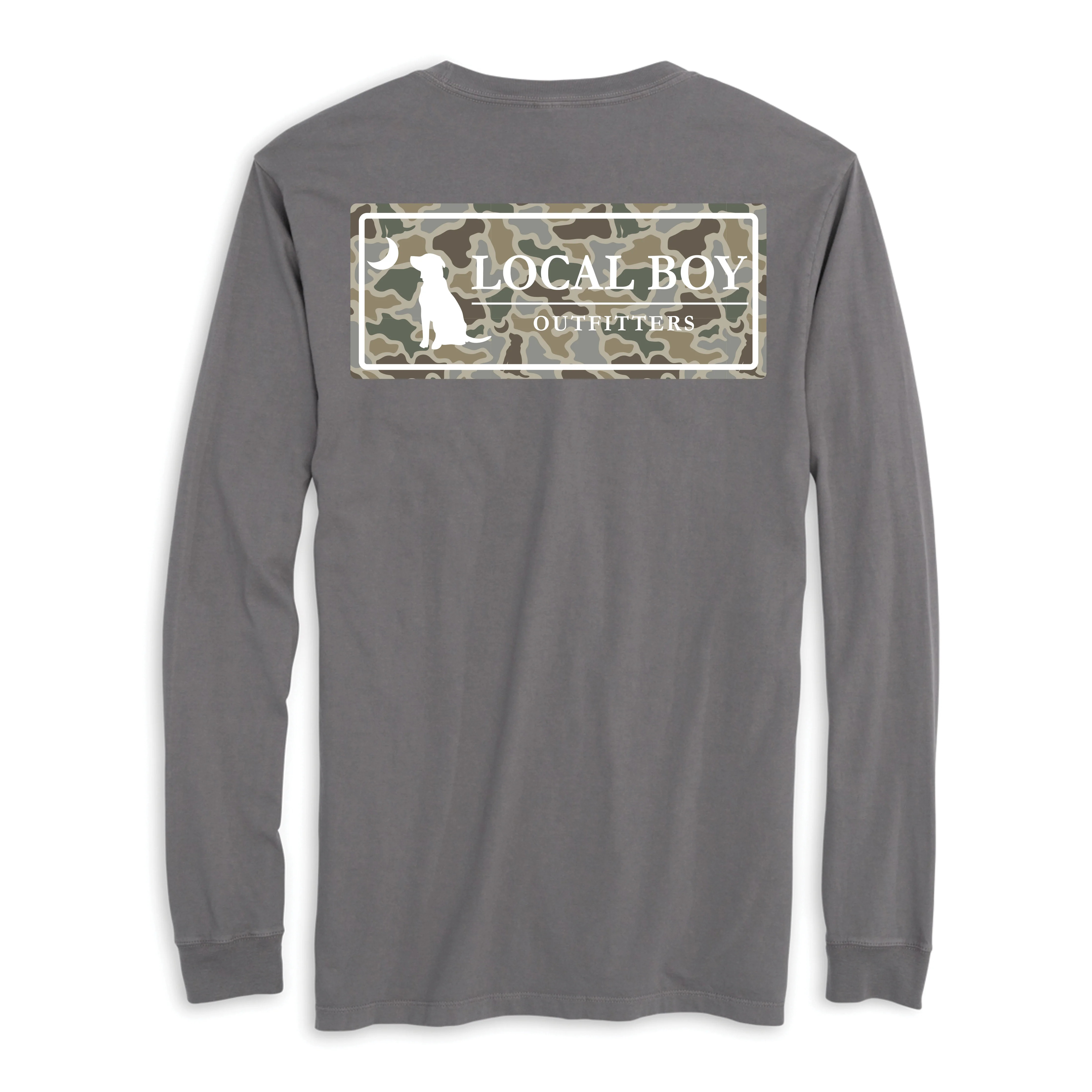 Youth Sand Dog & Moon Camo Plate LS Tee | Local Boy Outfitters