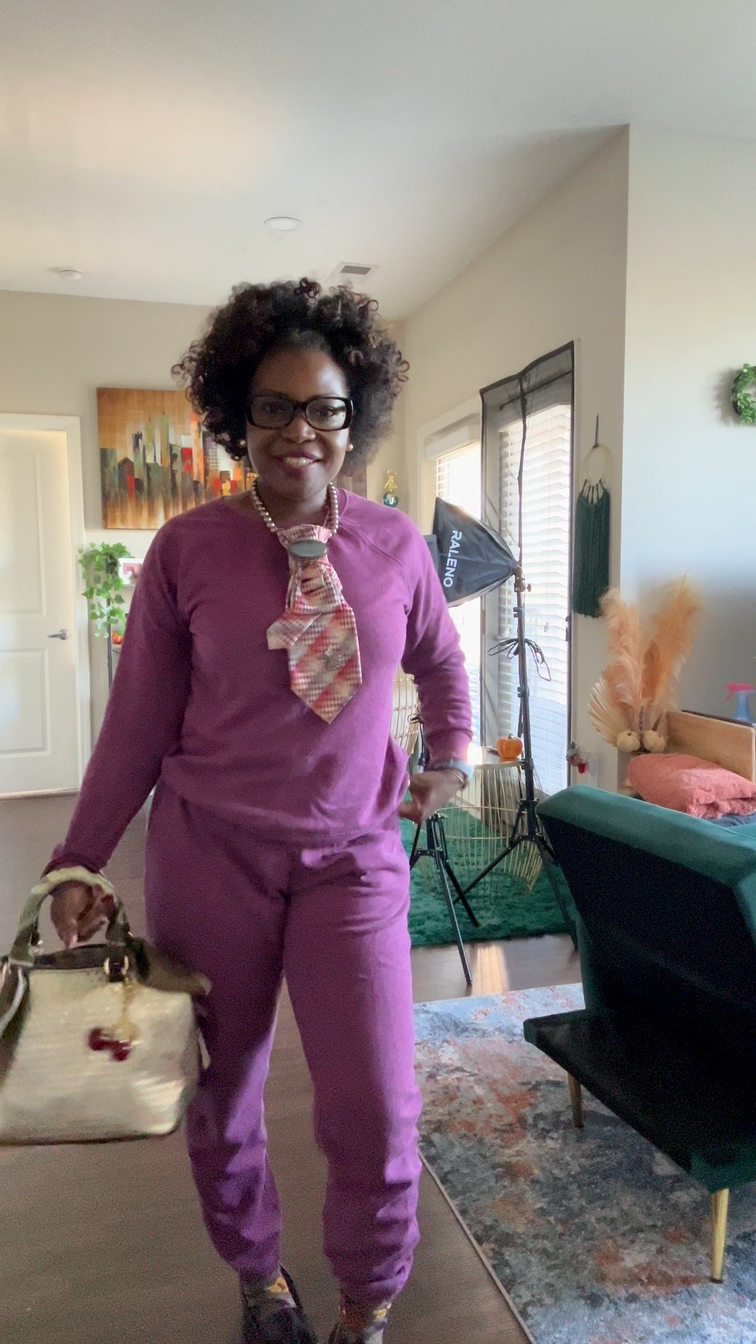 Dressing up a basic sweatsuit I got from Walmart. Size small. Penny loafers are thrifted. Decorative socks from Target. Tie made by me! Brahmin purse. 

#LTKootd #LTKOver40 #LTKgrwm