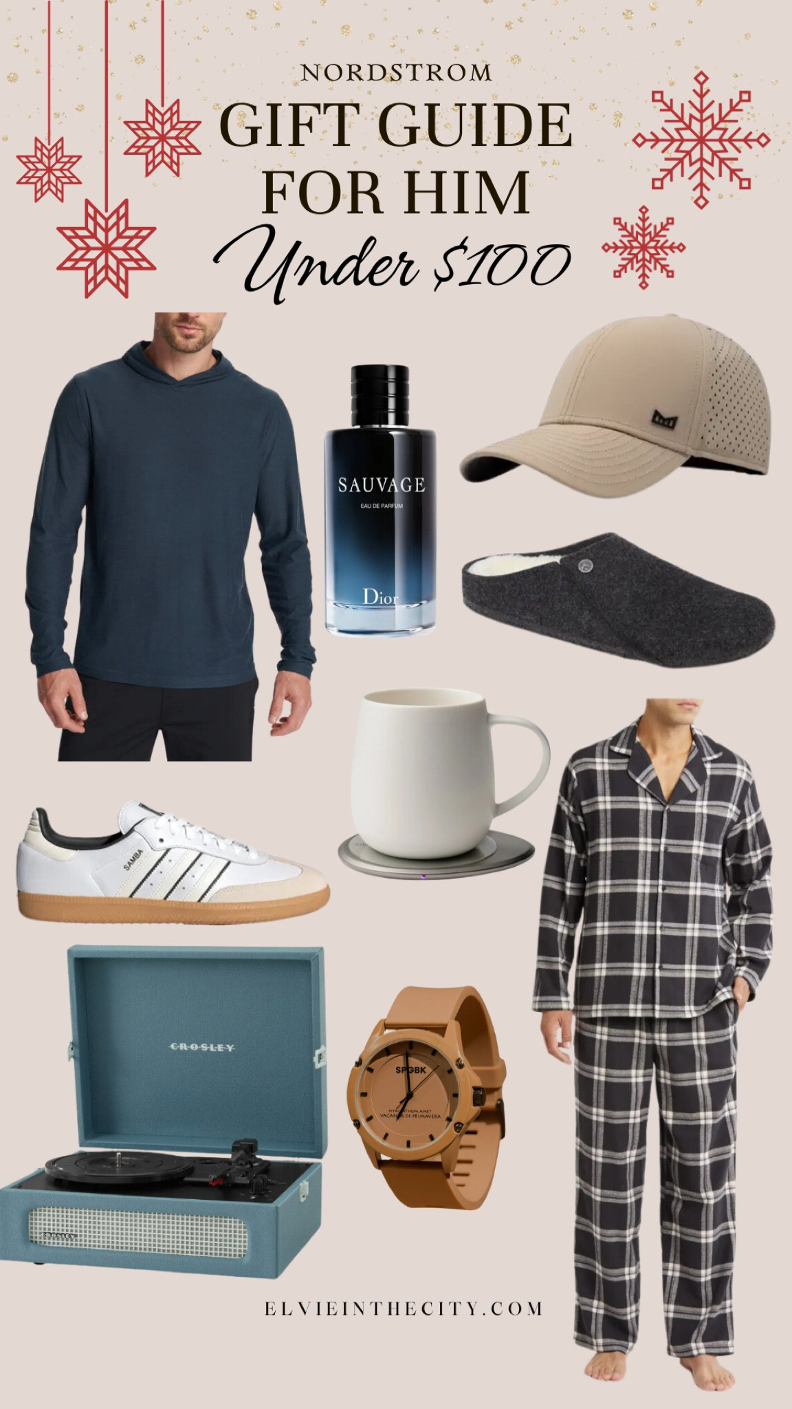 This gift guide for him is all from Nordstrom and everything is under $100. Ideas include a Vuori hoodie, Dior cologne, a Melin hat, heated coffee cup, Adidas sneakers, a pajama set, record player, and a watch.

Gifts for him, gifts for dad, gifts under 100

#LTKGiftGuide #LTKFindsUnder100 #LTKMens