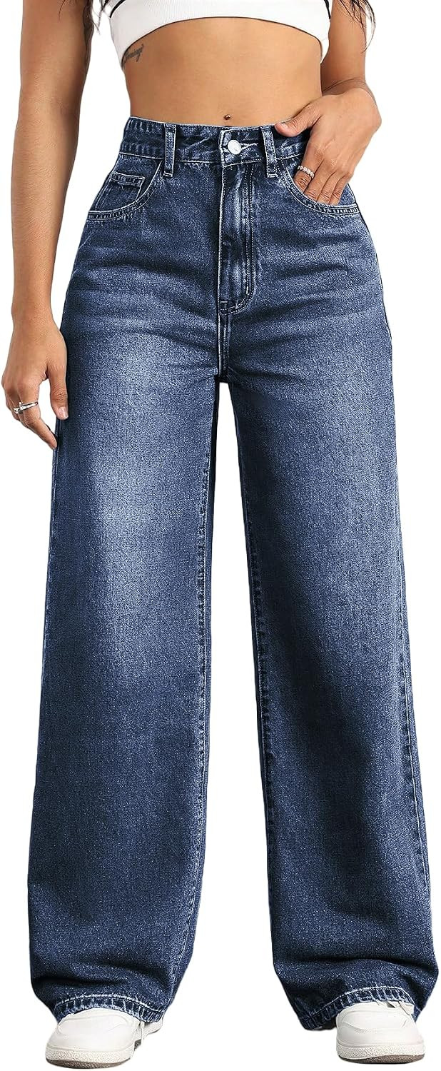 Straight Leg Jeans for Women High Waisted Wide Leg Denim Pants | Amazon (US)