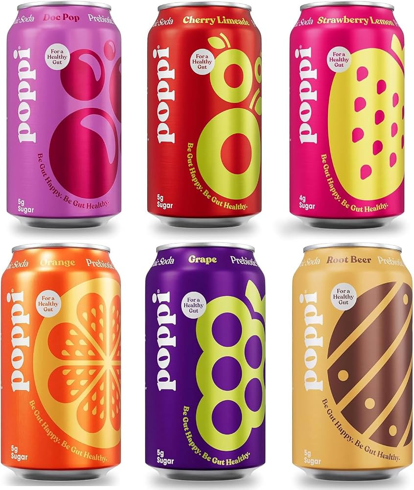 POPPI Sparkling Prebiotic Soda w/Gut Health, Beverages w/Doc Pop, Cherry Limeade ,Strawberry lemo... | Amazon (US)