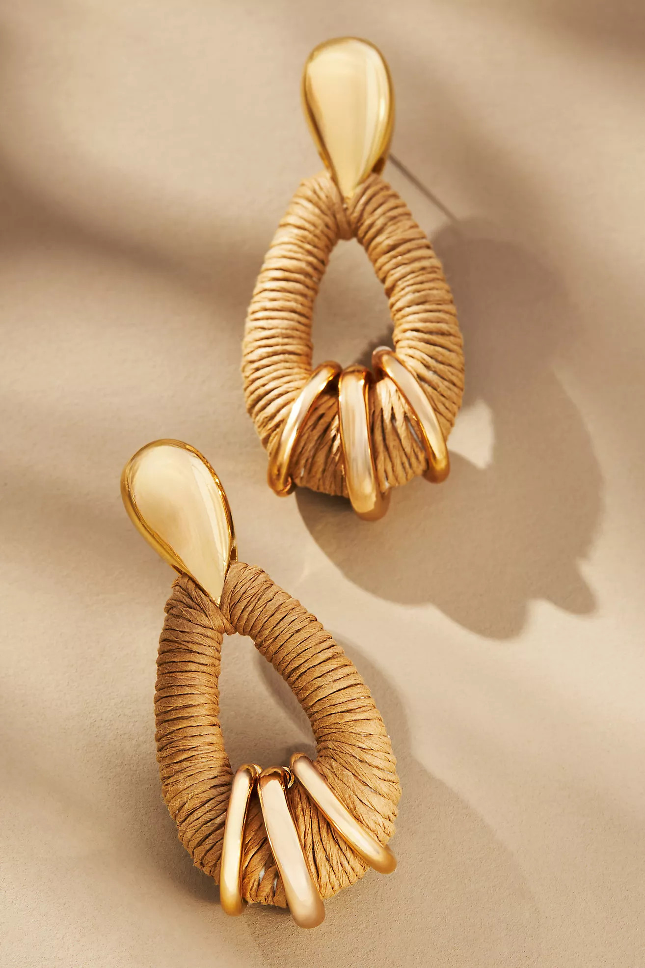 Raffia-Wrapped Hoop Earrings | Anthropologie (US)
